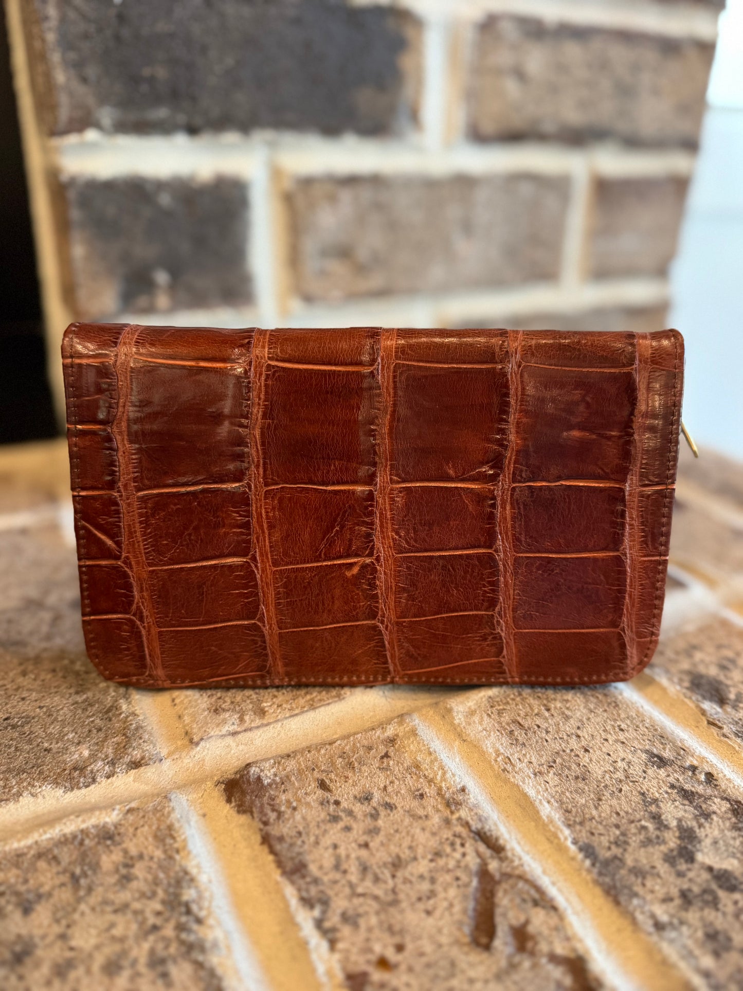 Alligator zippered valise travel wallet